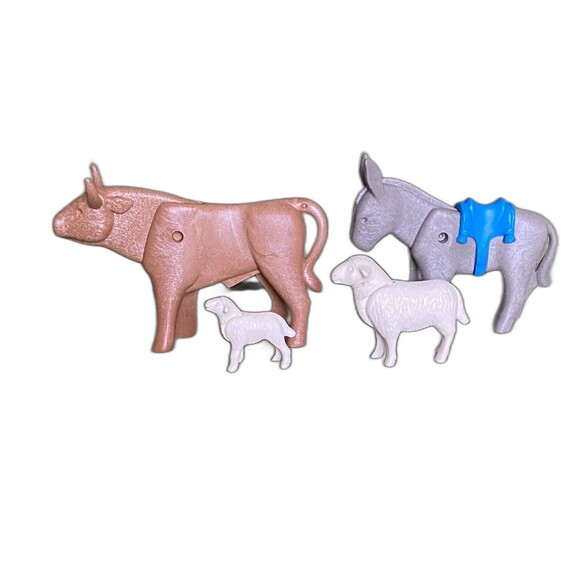 Other - PLAYMOBIL Set 5719 Parts Christmas Nativity Donkey Bull Sheep Animals Vintage